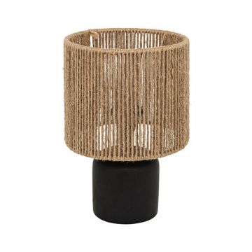 Lampă de masă Leyda, Ceramică, Negru-Natural, 16x24 cm