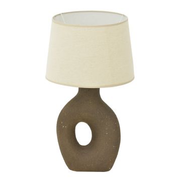 Lampa de masă Ovola, Ceramică, Gri și Bej, 30x52 cm