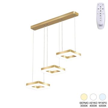 Lustra cu 3 becuri LED Benor, metal Aurit, Auriu, 70x20x15 cm