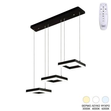 Lustra cu 3 becuri LED Benor, metal, Negru, 70x20x15 cm