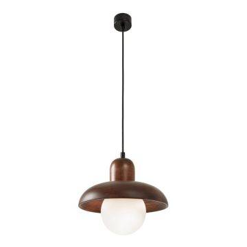 Lustră maro cu abajur din lemn ø 25 cm Elsa – Opviq lights