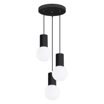 Lustră neagră din metal cu abajur din sticlă ø 25 cm Orbital – Sollux