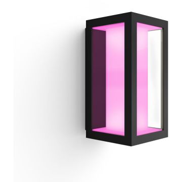 Philips Aplica exterior LED RGBW integrat Philips Impress HUE, control inteligent cu Hue Bridge, 2x8W, 1200 lm, lumina alba/color, IP44, metal/sticla, clasa energetica G, Negru