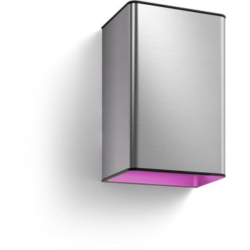 Philips Aplica LED pentru exterior Philips Hue Resonate, 8W, lumina alba si colorata (2000-6500K), IP44, 18cm, Otel inoxidabil, clasa energetica G, Inox