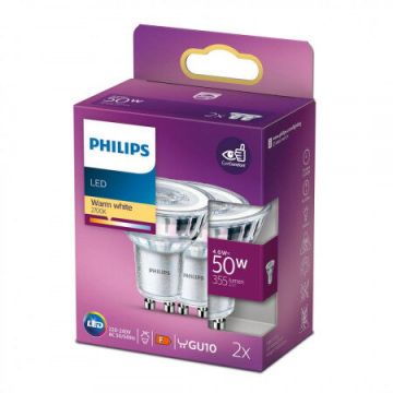 Philips Pachet 2 becuri LED spot Philips Classic, GU10