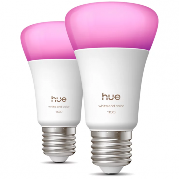 Philips Set 2 Becuri LED PHILIPS Hue 8720169365735, A60, 8W, E27, Lumina RGB