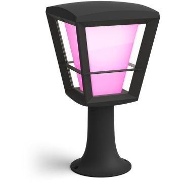 Philips Stalp iluminat exterior LED RGBW integrat Philips Econic HUE, control inteligent cu Hue Bridge, 15W (79W), 1150 lm, lumina alba/color, IP44, 32.2 cm, metal/sticla, Negru