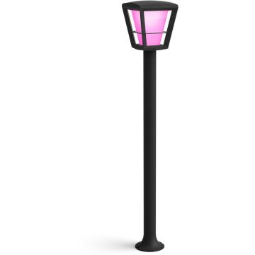 Philips Stalp LED pentru exterior Philips Hue Econic, 15W, lumina alba si colorata (2000-6500K), IP44, 100cm, Aluminiu/Sticla, clasa energetica G, Negru