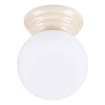 Plafonieră bej din ceramică cu abajur din sticlă ø 12 cm Farsa – Sollux