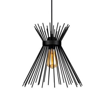 Plafoniera cu design tip lumânare, metal, negru, D25x30 cm
