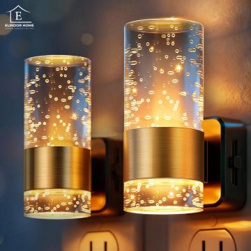 Set 2 Lampi de Veghe LED Elindor®, Lumina Noapte cu Senzor de Lumina si Intensitate Reglabila, Lampa Priza Automata pentru Dormitor, Hol sau Baie, Acril Rezistent, 10.8 × 9.9 × 4.8 cm, Lumina Calda 3000K - Default Title