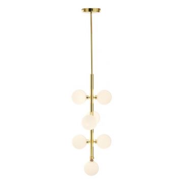 Lustră albă/aurie din metal cu abajur din sticlă ø 27 cm Trieste – Premier Housewares