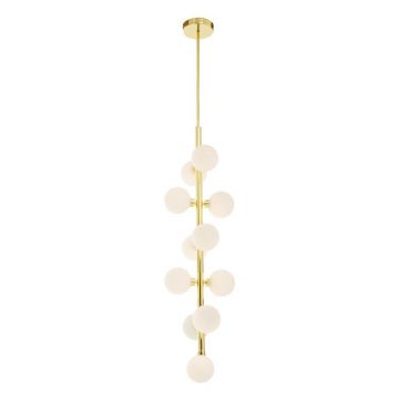 Lustră albă/aurie din metal cu abajur din sticlă ø 27 cm Trieste – Premier Housewares