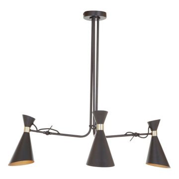 Lustră neagră/aurie din metal cu abajur din metal Linox – Premier Housewares