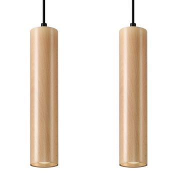 Lustra suspendata Lino din lemn, Natural 30x6x90 cm