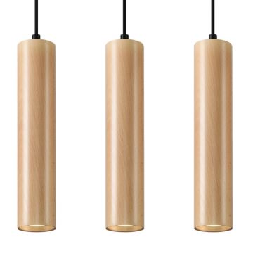 Lustra suspendata Lino din lemn, Natural 45x6x90 cm