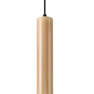 Lustra suspendata Lino din lemn, Natural 8x8x105 cm