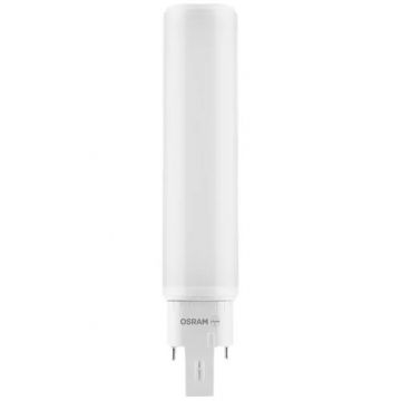 OSRAM Bec LED profesional OSRAM Dulux D LED EM & AC Mains, 9W/10W, Conector G24d-3 (cu 2 pini), inlocuieste un bec clasic de 26 W, Finisaj mat