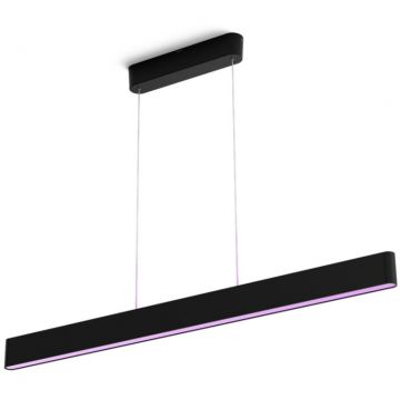 Philips Lustra LED RGB inteligenta Philips Hue Ensis, Bluetooth, 79W (175W), 5500 lm, lumina alba si colorata, 129.8 cm, clasa energetica G, Metal, Negru