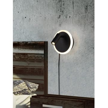 Aplica de perete Jordan, TRIO, 12x15x15 cm, 5W/2W, 2x SMD, metal, negru mat