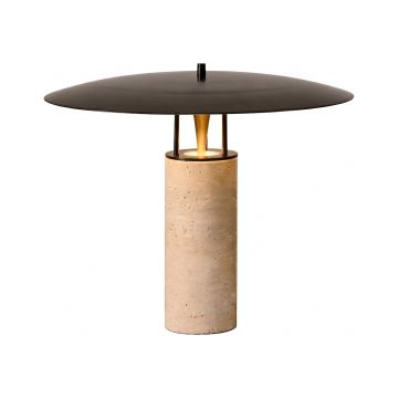 Lampă de masă modernă din travertin cu abajur metalic 42 x 33 cm