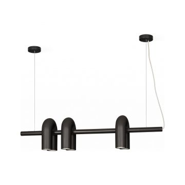 Lampă suspendată liniară cu trei surse – design contemporan negru 120cm