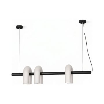 Lampă suspendată liniară cu trei surse – design contemporan, negru si gri 120cm