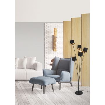 Lampadar Tommy, RL, 48x45.5x163 cm, 40W, 5x E14, metal/textil, negru mat