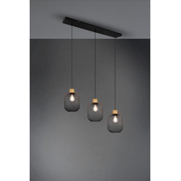Lustra Calimero, RL, 80x18x150 cm, 40W, 3x E27, metal, negru mat