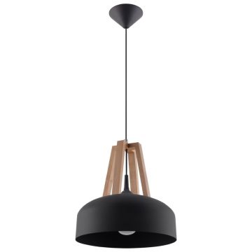 Lustra suspendata Casco din lemn, Negru 30x30x85 cm