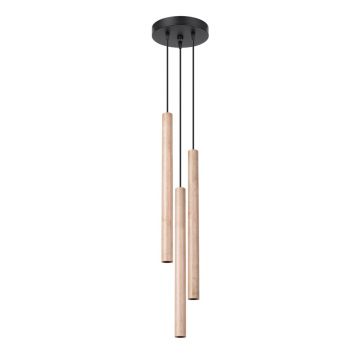 Lustra suspendata Pastelo din lemn, Natural 19.5x19.5x115 cm