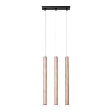 Lustra suspendata Pastelo din lemn, Natural 30x5x110 cm