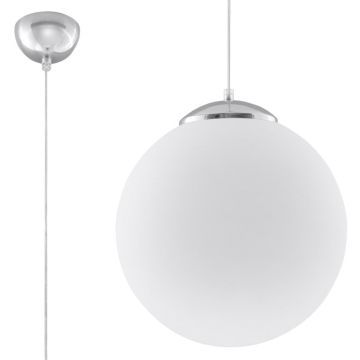 Lustra suspendata Ugo Argintiu 40x40x130 cm