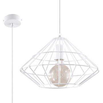 Lustra suspendata Umberto Alb 32x32x120 cm