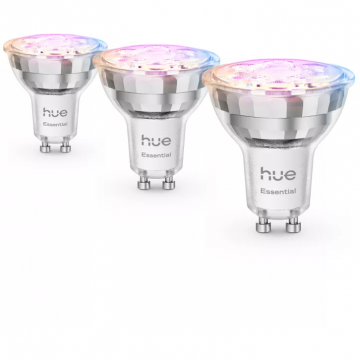 Philips Bec inteligent Philips Hue White and Colour Ambiance GU10, 3 becuri, 4.7W, 345 lm, Bluetooth/Zigbee