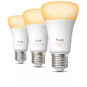 Philips Bec LED Philips Hue, E27, 6W, Alb cald-rece, Bluetooth/Zigbee, Pachet 3 bucati