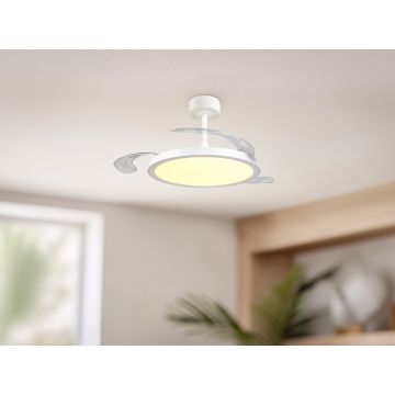 Plafoniera cu ventilator Kasfjord, RL, 106x35 cm, 30W, 1x SMD, metal, alb mat
