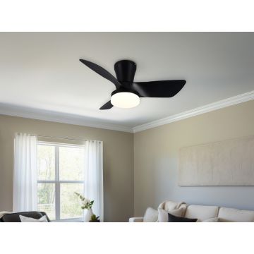 Plafoniera cu ventilator Randers, RL, 76x26 cm, 20W, 1x SMD, plastic/metal, negru mat