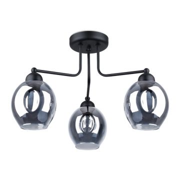 Plafonieră neagră cu abajur din sticlă 54x54 cm Garten – Sollux