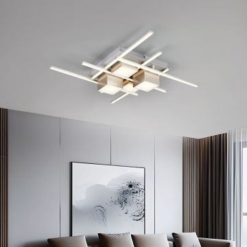 Plafoniera Roger, TRIO, 70x70x11.5 cm, 35W, 1x SMD, metal, maro