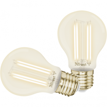 Trust Pachet 2 becuri Trust  LED filament WiFi, E27, luminozitate 470 lm, clasa energetica A+