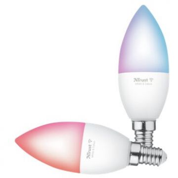 Trust Pachet 2 becuri Trust smart LED RGBCW  WiFi, E14 luminozitate 470 lm, clasa energetica A+