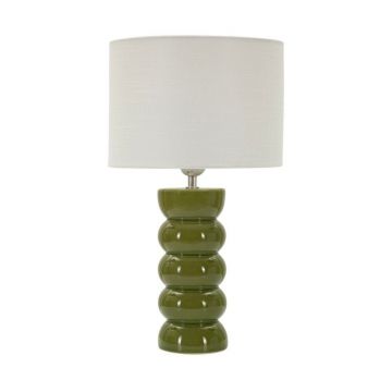 Veioză albă/verde din ceramică cu abajur textil (înălțime 46 cm) Torr – Mauro Ferretti
