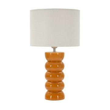 Veioză galben-muștar/albă din ceramică cu abajur textil (înălțime 46 cm) Torr – Mauro Ferretti
