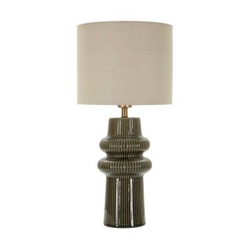 Veioză kaki/crem din ceramică cu abajur textil (înălțime 64,5 cm) Harmony – Mauro Ferretti