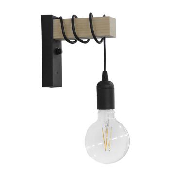Aplica de perete cu finisaj modern Jemvo, lemn-metal, negru-Natural, 15x60 cm - Natur