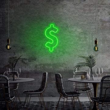Aplica de Perete Neon Dollar Sign - Verde
