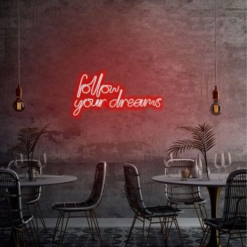 Aplica de Perete Neon Follow Your Dreams, 60x32 cm - Rosu