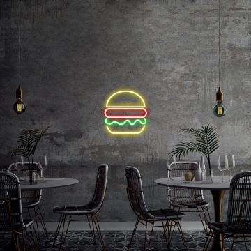 Aplica de Perete Neon Hamburger, 28x27 cm - Multicolor