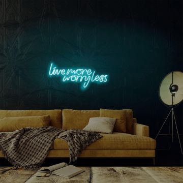 Aplica de Perete Neon Live More Worry Less, 67x36 cm - Albastru